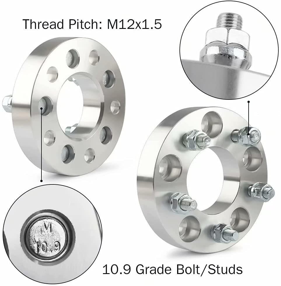 5X4.75 to 5X4.5 Wheel Spacers 1" with 74mm 12X1.5 Studs 2 Pack