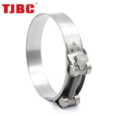 Zinc Plated Steel Adjustable High Pressure European Type Heavy Duty Light Unitary Single Bolt Hose Clamp with Solid Nut for Automotive, 74-79mm