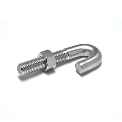 SS304 316 A2 A4 M3 M4 M5 M6 M8 Custom L Hook Bending J Bolt with Nut