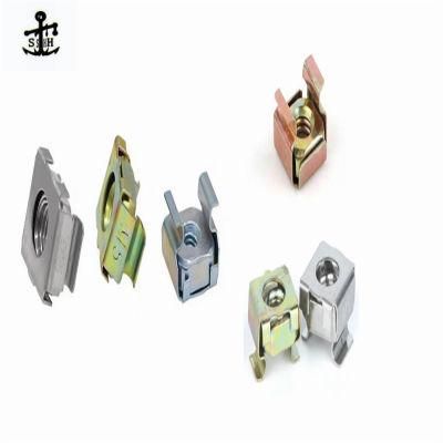 Customized Yellow Zinc Plated Carbon Steel Auto Spring Clip Speed M6 M8 U Cage Nut for Furniture