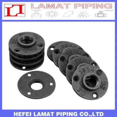 3 Holes Black Malleable Iron Threaded Floor Flanges for Decoration/Shelf/DIY/Furnitures