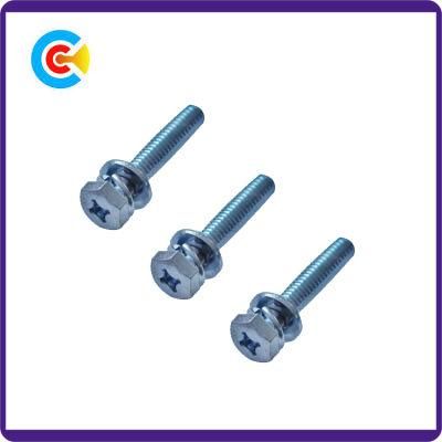 DIN/ANSI/BS/JIS Carbon-Steel/Stainless-Steel 4.8/8.8/10.9 Galvanized Cross Angle Combination Screws for Building/Railway