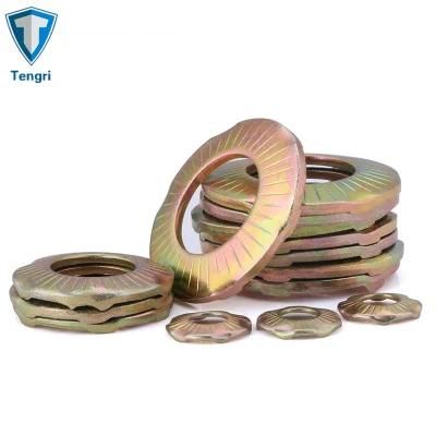 Spring Steel 65mn Yellow Zinc Plated Teeth Lock Washers Conical Spring Washer with Six Teeth