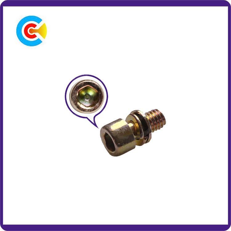 Multicoloured Zinc Carbon Steel/4.8/8.8/10.9 Hexagon Cheese Head Screw with Gasket/Washer