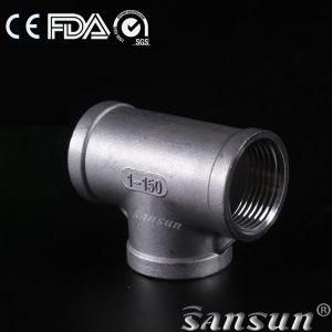 Sanitary Stainless Steel Hygienic Pipe Fittings Food Processing Screwed Equal Tee Female Thread