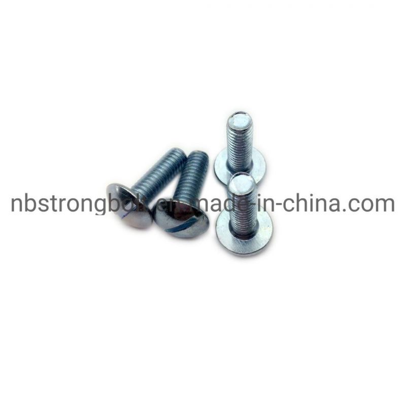 Mushroom Head Slotted Machine Screw with White Zinc Plated Cr3+