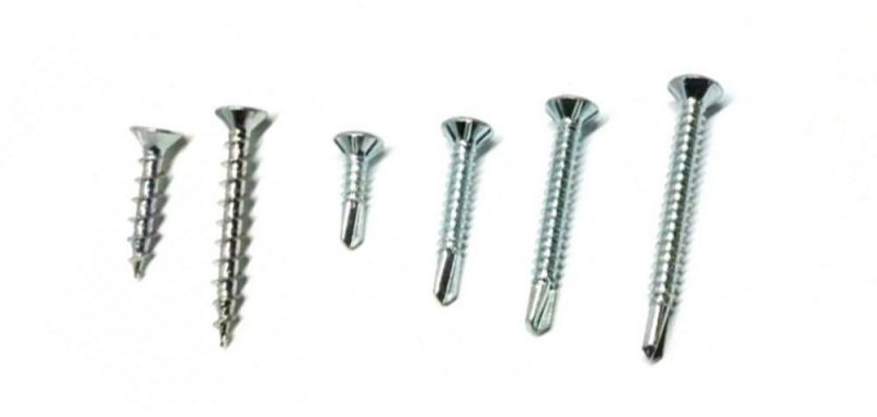 Bzp Pozi Drive Countersunk with Nibs Flat Head Self Drilling Point Fasteners Hardware Window Screws Made in China