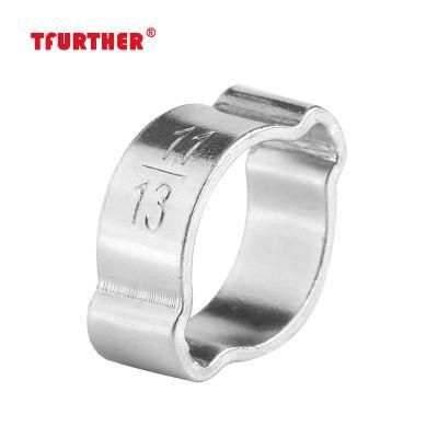 2 Ear Double Ear Stainless Steel 201 304 316 7mm 7.5mm 8mm 10mm Band Width Galvanized Car Hose Clamp