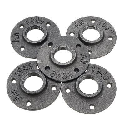 Class150 Black Malleable Cast Iron Pipe Fitting Floor Flange for DIY Table Legs