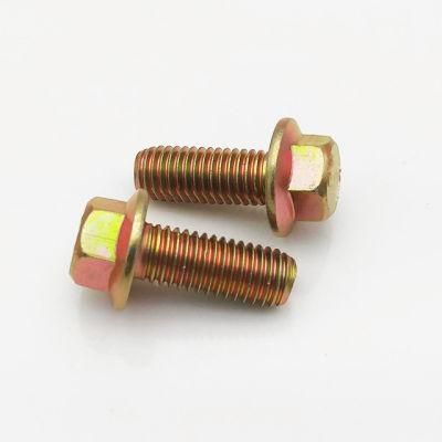 China Supplier Wholesale Customized Carbon Steel Yellow Zinc Plated Metric 4.8 Grade Metal Hex Head Flange Bolt