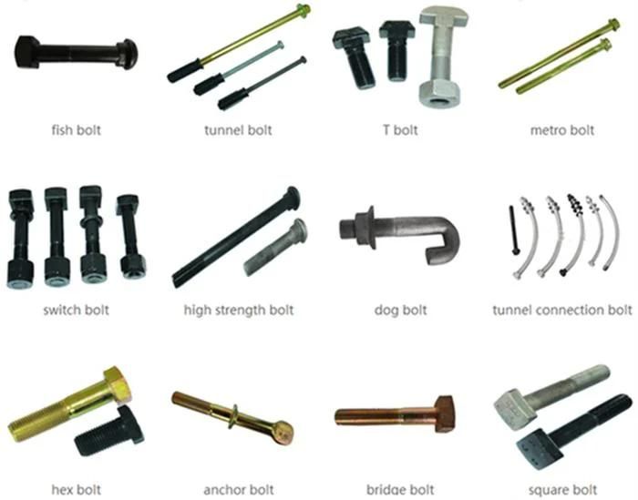 Fasteners Manufacturer Galvanized 8.8 10.9 12.9 Rail Bolt and Nut