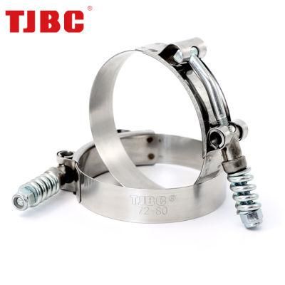 High Pressure Spring Loaded Stainless Steel Constant Tension T-Bolt Clamp for Turbo Automotive, Control Area 79-87mm