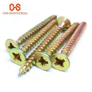 China Wholesale Self Tapping Chipboard Screw C1022 Yellow Zinc Plated Chipboard Screw