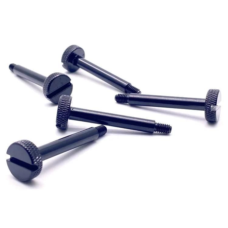 Electrophoretic Black Knurled Cap Head Slotted Machine Shoulder Screws