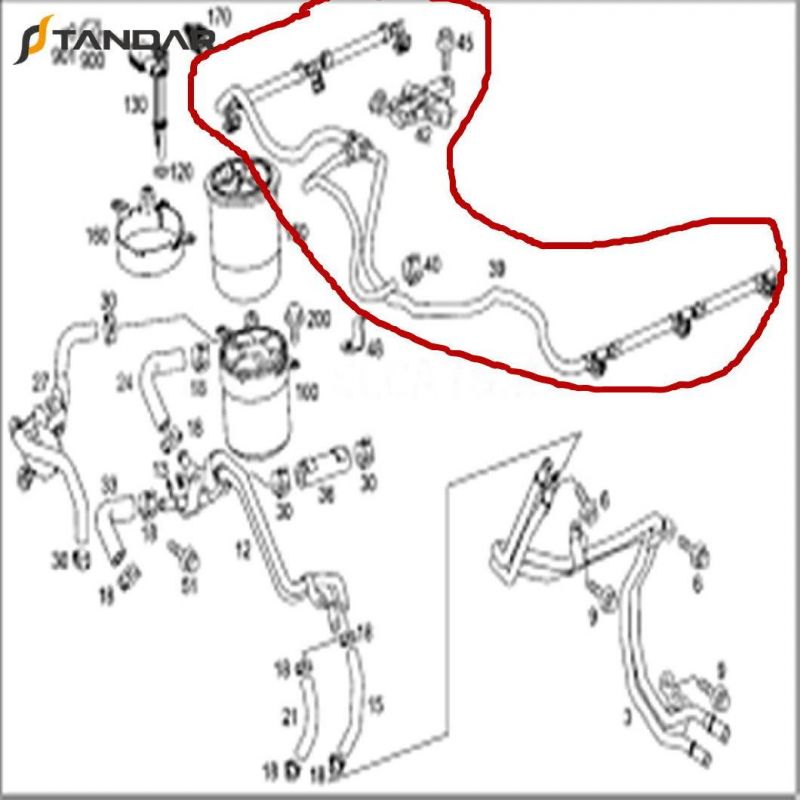 6420701332 Fuel Injector Return Leak Oil Overflow Pipe Line Fit for Mercedes Benz