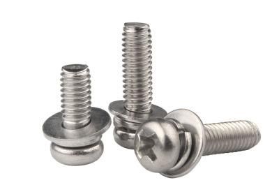 304 Stainless Steel Cross Round Head Three Combination Screw Pan Head Bolt Round Head Cushion Combination Screw M3m4m6