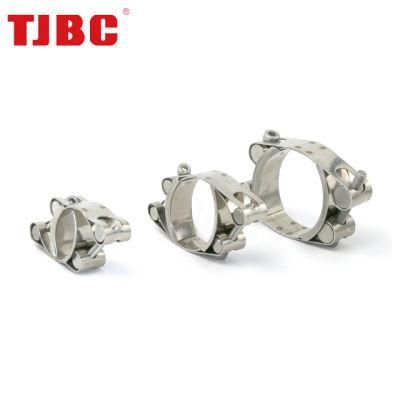 W5 316ss Stainless Steel Heavy Duty Hose Clip, Adjustable Double Bolts and Double Bands Super Pipe Clamp for Automotive, 80-90mm