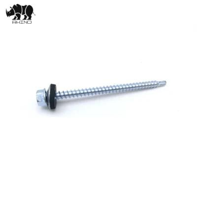 Factory Roofing Screw with #1 Tail Galvanized Hex Washer Drilling Screw Taiwan Quality Metal Screw with EPDM Washer