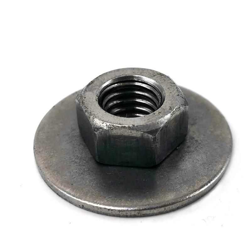 Black Oxied M10 Hex Weld Nuts with Large Flat Washer