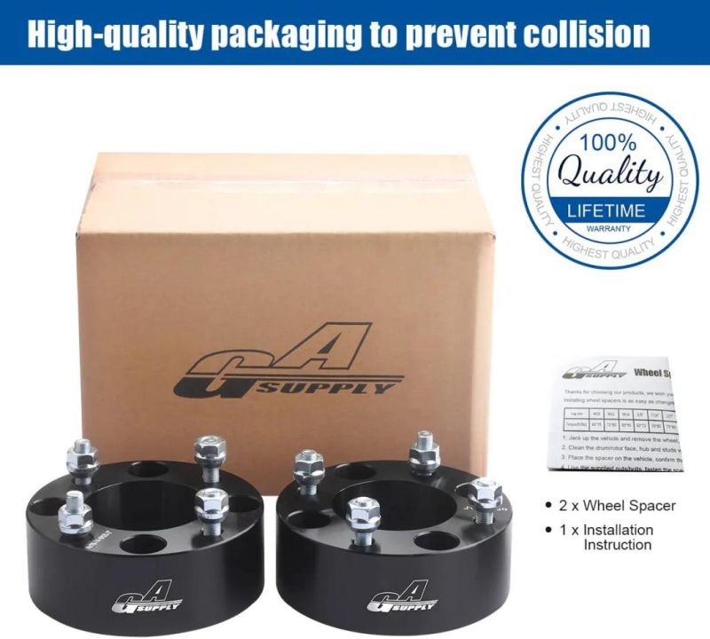 4X110 ATV Black Wheel Spacers with 2" 74mm Hub Bore 10X1.25 Studs