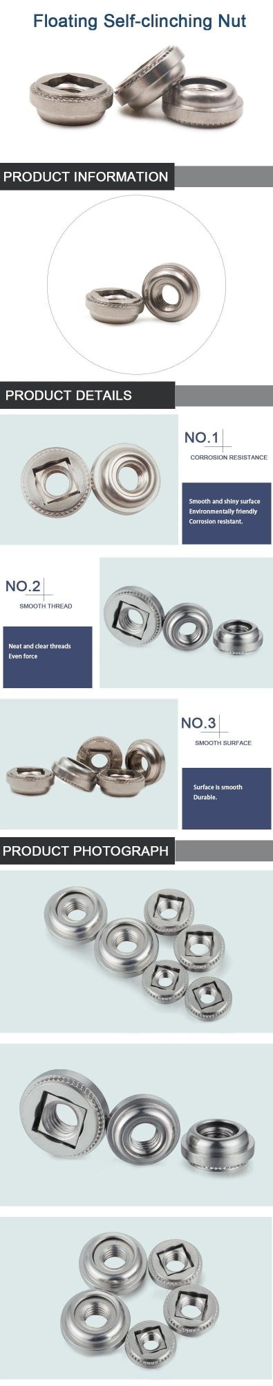 Stainless Steel M4 Lac Self Clinching Locking Nuts Floating Nuts