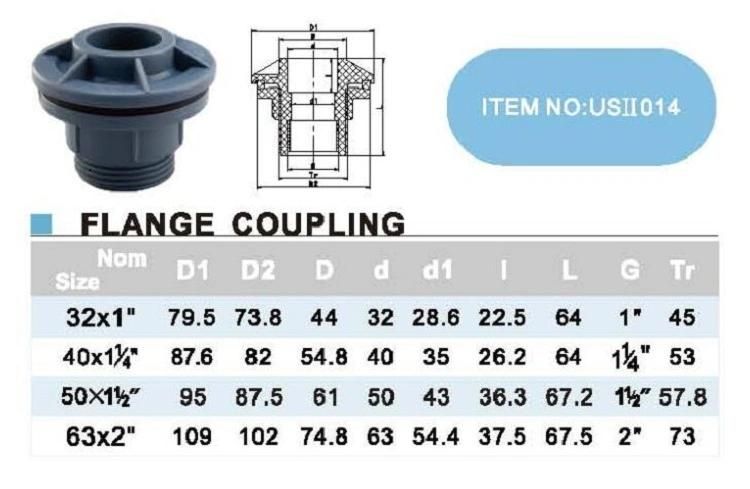 Era Piping Systems PVC Pipe Fitting Type II, Flange Coupling Socket X BSPT Ce