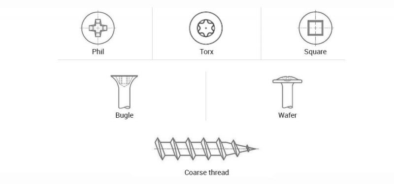 Single Coarse Thread Bugle Head Self Tapping Drywall Screws