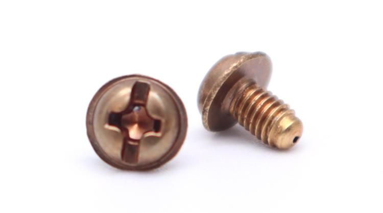 Brass Screws Fasteners Round Head Washer Phillips Slotted Copper Screw with Chamfer