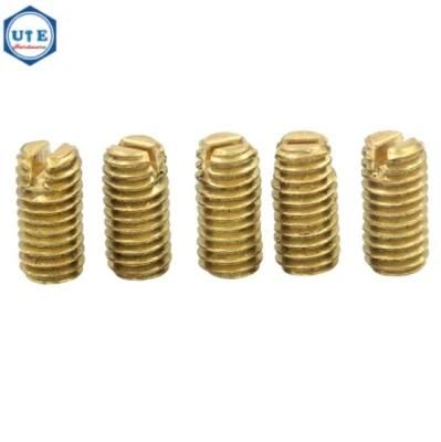 M1m3 M4 DIN551 Passivation Brass Slotted Set Grub Screw with Flat Tip Point End