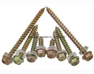 Self Drilling Screw EPDM Washer Yellow Color Zinc Plated Good Quality 14# 1&quot; DIN7504K Hex Head