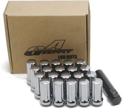 Chrome 1/2-20 Bulge Acorn 3/4&quot; 19mm Hex 2&quot; Tall Lug Nuts