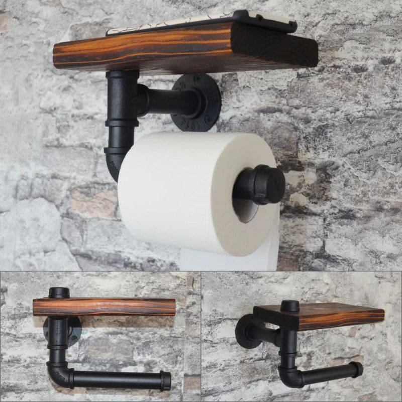 DIY Industrial Toilet Roll Kit Toilet Paper Holder Wood Toilet Tissue Holders