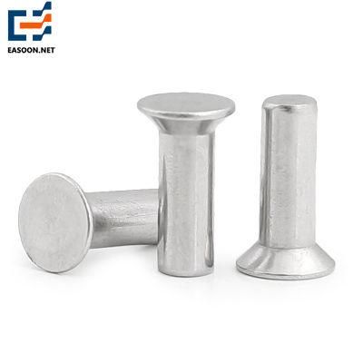 Silver Countersunk Aluminum Flat Round Head Solid Rivets Aluminum Decorate Flat Head Half Hollow Semi-Tubular Rivet for Leather Bag