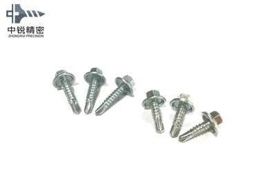 4.8X16mm DIN7504K Zinc Plated Hexagon Washer Head Bright Self-Drilling Screws