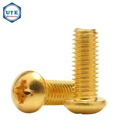 Brass Screw Hot Sales Brass Material Cross Recess Drives Pan Head Machine Screw DIN7985