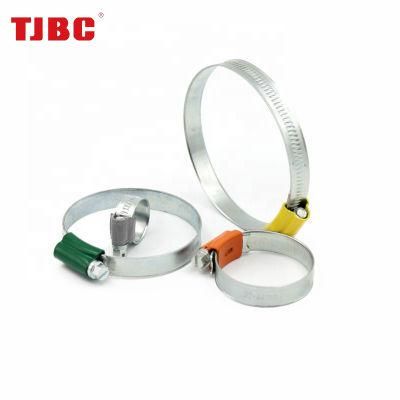 Adjustable Non-Perforated Worm Drive British Type 304ss Stainless Steel Hose Clamp with Color Head Tube Housing, Range 19--28mm