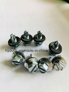 Slotted Hex Head Self Drilling Screw with EPDM Washer Zinc Plated C1022 Carbon Steel