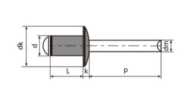 4.0X18 to 6.3X25 Hot Sales High Quality DIN7337 Steel/Steel Pop Open End Blind Rivet