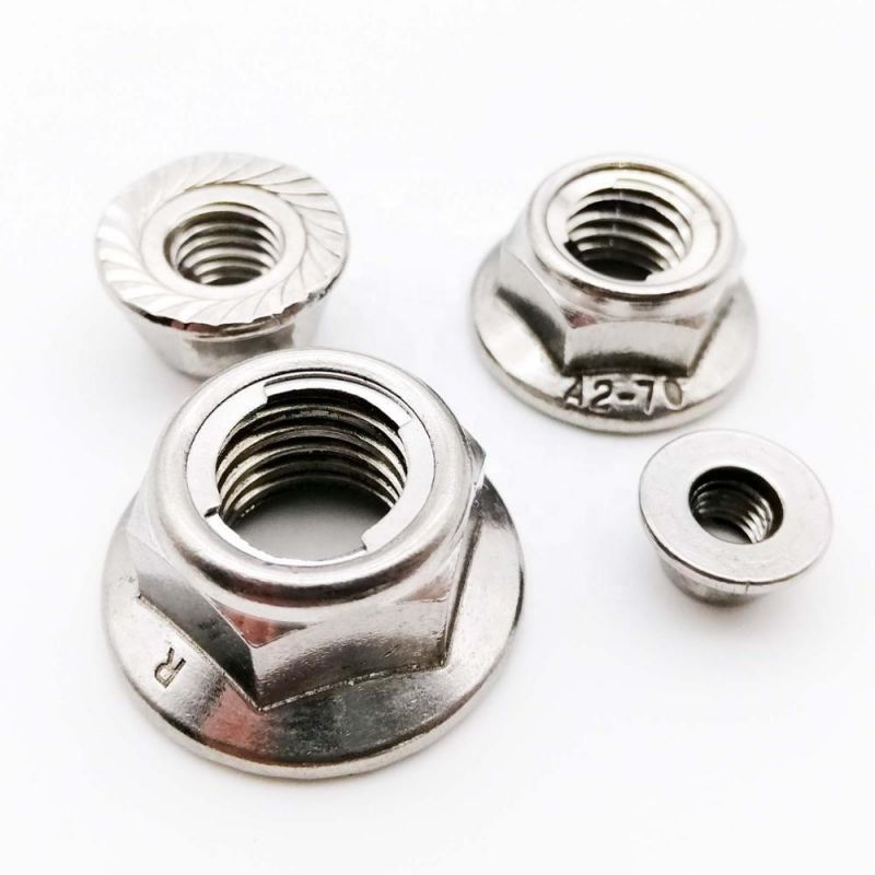 China Supplier M4-M12 304 Stainless Steel Prevailing Torque Type All Metal Insert Hexagon Lock Nut with Flange Hex Self Locking GB6187