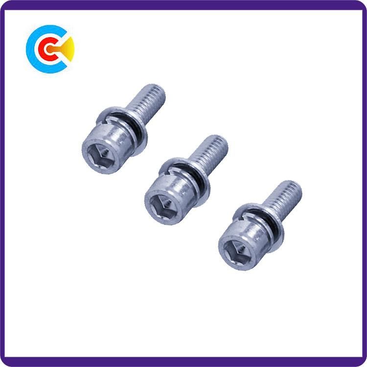DIN/ANSI/BS/JIS Carbon-Steel/Stainless-Steel Combination Screw Stainless Steel Hexagonal Headband Pad Screw