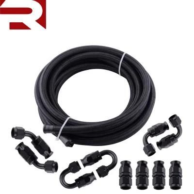 16 Feet An6 Resistant Black Nylon Braided Fuel Rubber Hose