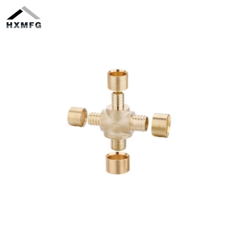 4-Way Equal Press Pex Pipe Brass Sliding Fitting Cross
