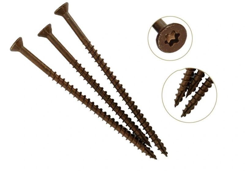 Dark Brown Ruspert Torx Drive Tx-Star Recess Contersunk Head Cutting Point External Deck Screws/Wood Screw