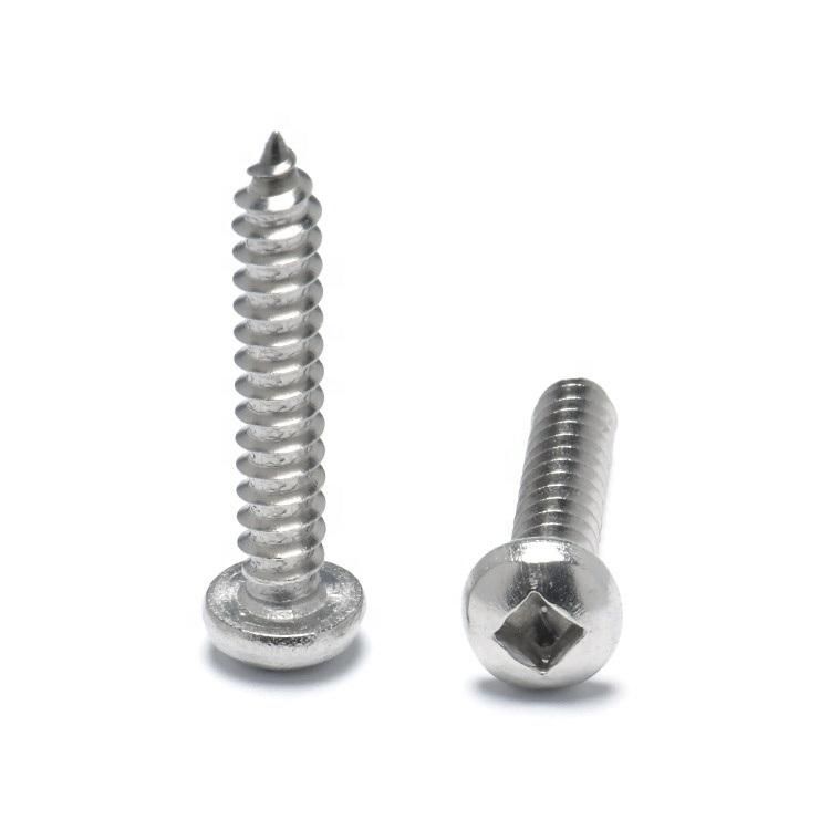 Square Hole Drive Pan Head Self Tapping Screws. Stainless Steel 304 316