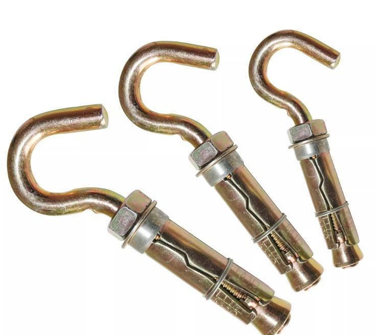 Carbon Steel Yellow Color 3PCS Fix Bolt with Hook Rawl Bolt M6 M8 M10 M12 M16 M20