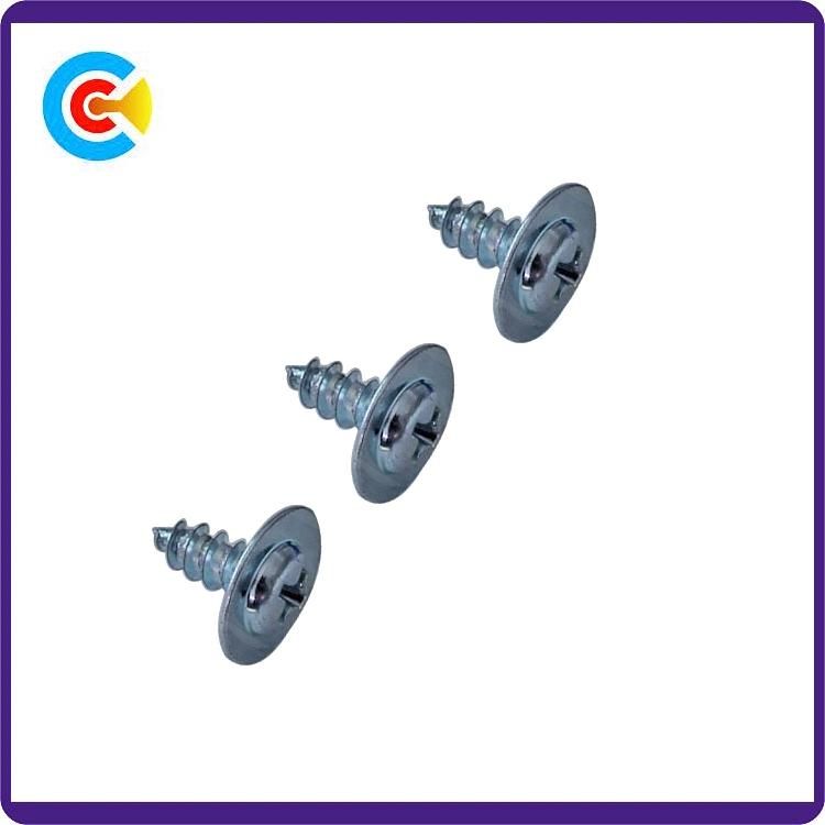 Stainless Steel Galvanized Fastener Phillips/Cross Pan Head Screws with Flange