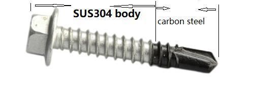 Stainless Steel 316+Scm 435 SUS Metal Compound Hex Head Composite Self Drilling Bi-Metal Screw