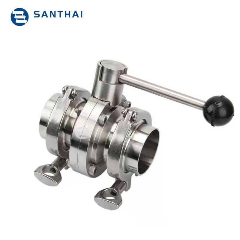 Good Price Sanitary Butterfly Valve with Tri Clamp Ferrule Complete Set From Santhai Butter