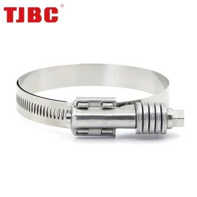 High Pressure W2 Stainless Steel Heavy Duty American Type Constant Tension Hose Tube Clamp, 15.8mm Bandwidth, 210-232mm
