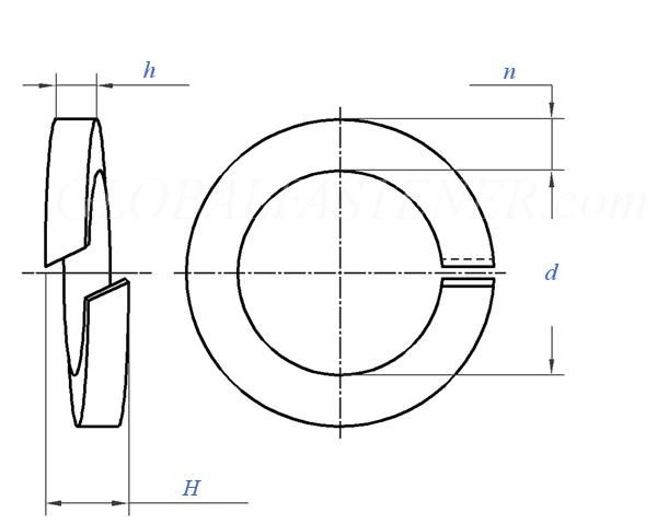 Zinc Plated ANSI/ASME B Dimensions of Heavy Helical Spring-Lock Washers Made in China